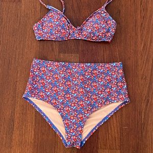 JCrew Liberty print high waisted bikini bottom S